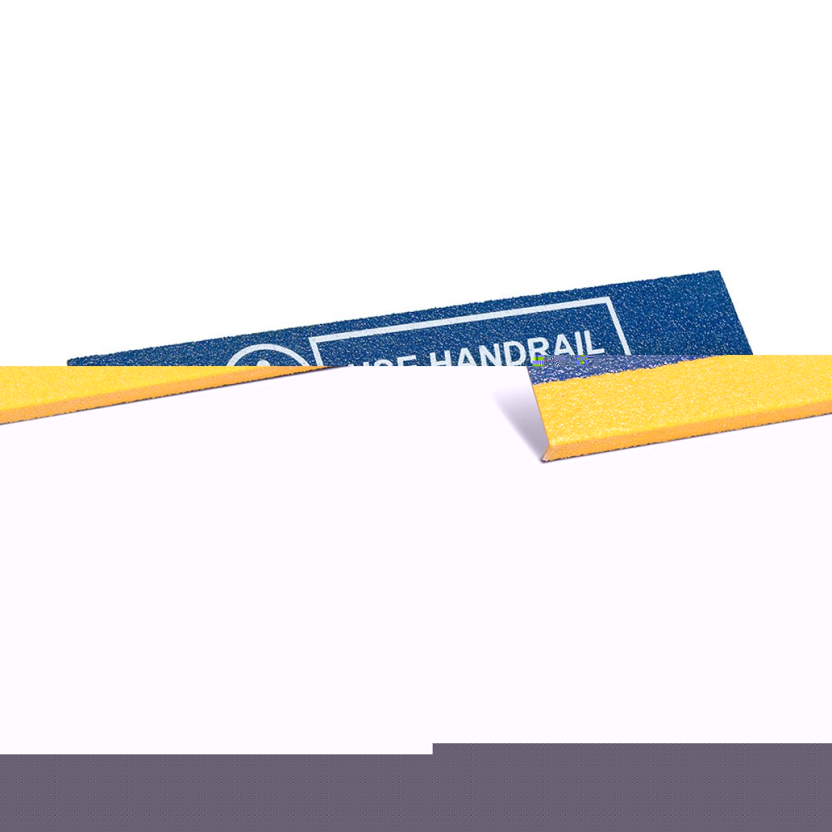 Anti-slip step covers with custom printed text for improved stair safety.