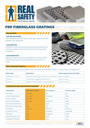 Datablad for Rister i glassfiber - forside