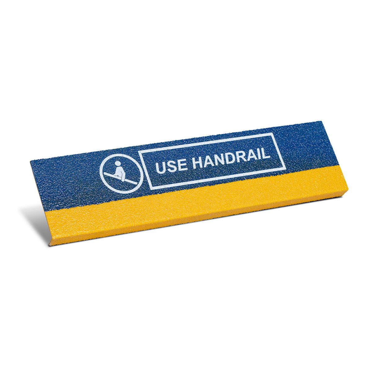 Anti-slip step covers with custom printed text for improved stair safety.